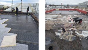 Men working on flat roof in Aberdeen