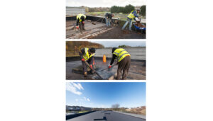 Men working on flat roof in cold weather in Aberdeen