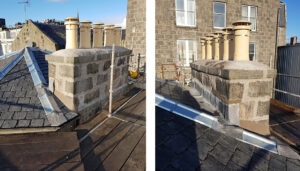 Brand new chimney stack on granite building in Aberdeen
